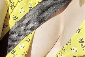 Wifey casually flashed her perfect tits while cruising in the car part two