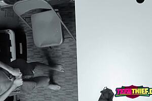 The cute horny thief breaks in and gets caught in passionate sex.