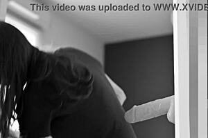 Huge anal dildo stretches me in standing position