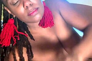 Ebony Woman with Big Black Tits Fucks Herself with Dildo in Bedroom Solo Session