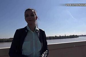 Lovely 19 years justine does her first anal porn casting