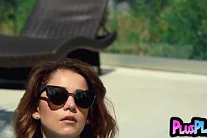 big natural tits latina milf poses sexy in lingerie revealing her naked pussy