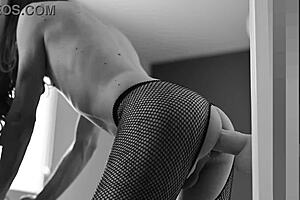 Huge anal dildo stretches me in standing position