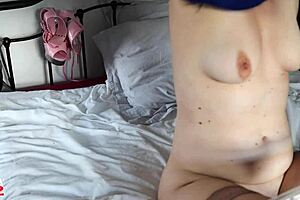 2172 02 - french amateur blue lycra tight dress white satin panties heels stockings blowjob ass to mouth pussy fucking anal plug pov