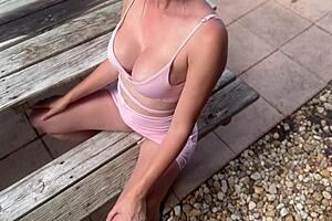 watch artemisia love flash her wet shaved pussy