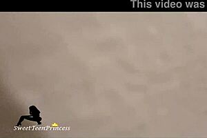 girlfriend bathes in shower, caught fingering horny pussy, enjoys teasing tits