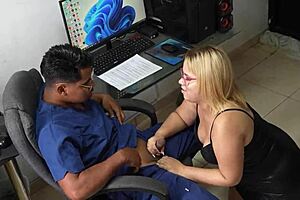 a delicious blowjob in the office