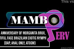 Morganita Brux, beautiful Brazilian exotic nympho, celebrates with intense DAP anal!