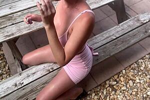 watch artemisia love flash her wet shaved pussy