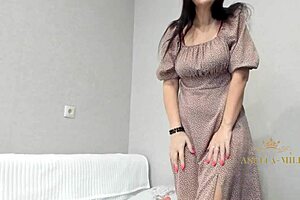 amazing milf with gorgeous breasts big areolas juicy hairy pussy hides under evening dress angela-milf