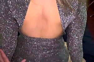 wow, that beautiful ass looks amazing in the little sparkly party dress 😍