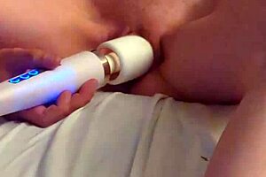 in a 4k close up, richelle rose masturbates solo with a wand, cumming multiple times during her intense session.