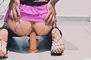 sissy explores anal with dildo