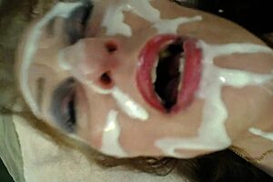 Redhead American Mature in Humiliation Roleplay Sucking Dildo to Facial with Titties Hanging Out