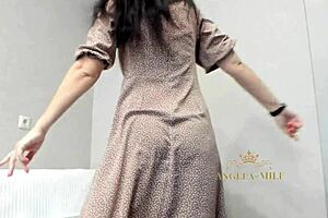 amazing milf with gorgeous breasts big areolas juicy hairy pussy hides under evening dress angela-milf