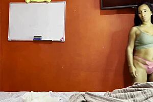 Hot Latina Shares Bed And Has Sex, Creampie With English Subtitles