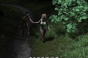 Fat ass blonde screams intensely during standing doggy in forest