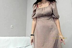 amazing milf with gorgeous breasts big areolas juicy hairy pussy hides under evening dress angela-milf
