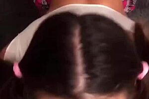 Role Play Horny Young Woman Shows Tits to Teacher for Sweet Blowjob