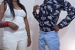 Stepfather fucked his girlfriend when she watch a porn movie hardcore sex.