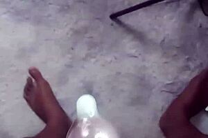 labeto safe sex hot masturbation cumshot in a condom to my song sex machine