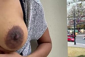 ebony babe masturbates in public park?