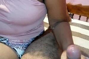 indian milf jerks him to cum!