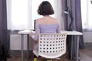 tiny perv darcy dark finger fucks her pink shaved pussy