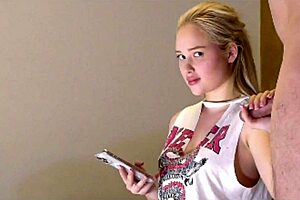 Hot And Sexy Big Tits Girl Gives A Handjob Full Clothed On High Heels For Making The Big Cock Amateur Guy Dripping Precum