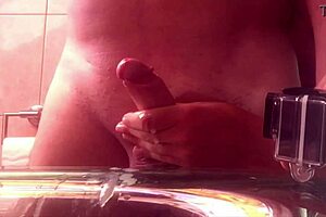 I give him hand job from behind compilation of view from two cameras