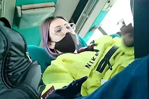 Blowjob and Fucking with Creampie in Public Service Bus - Blakeproductions
