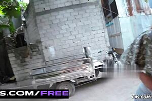 Teen Marina loses control while walking and wets her jeans