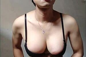 big tit asian shemale masturbate with cumshot solo