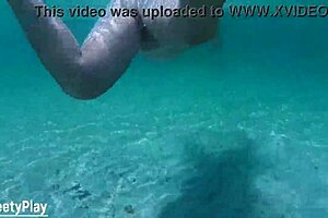 Pretty housewife enjoys multiple creampies underwater, cum inside her juicy pussy three times