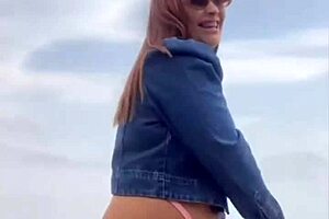 Exhibitionists flashing on the beach, teasing the crowd