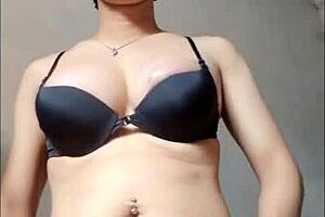 big tit asian shemale masturbate with cumshot solo