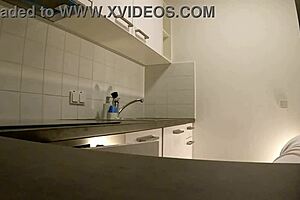 hot sexy natural big tits braless wife goes no panties in the kitchen