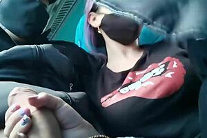 Blowjob and Fucking with Creampie in Public Service Bus - Blakeproductions