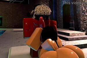 Feeling the rough passion with big black cocks in Roblox sex episode two.