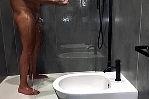 Hot shower scene with rubbing and moans