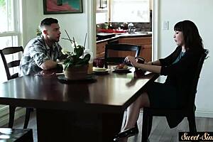 the classy babe in heels and stockings gets pounded in cowgirl position