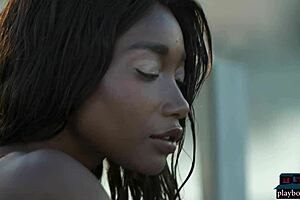 Two amazing ebony models Selene Kitt and Mimi Desuka show off for Playboy