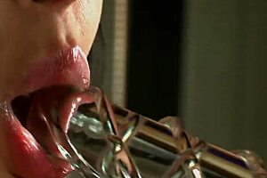 feeling pleasure, candy alexa shoves glass dildos in her ass for teasing