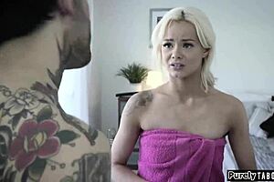 Shy Girl Rubs On Jerkoff And Sucks Him!