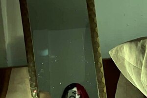 Gothic emo girl masturbates pussy