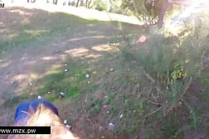 Detailed public sex scene with couple ending in lots of cum