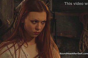 Naked Submissive Lesbian Slave with Big Natural Tits and Pussy Fingered Hard