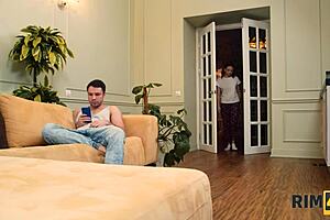 Feeling The Intense Pleasure Of Rimming In The Workspace.