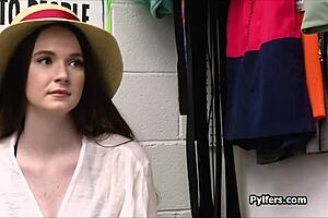 mall cop seduces big tit bikini hottie with dildo