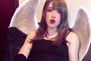 Cute Japanese Shemale Masturbates While Streaming